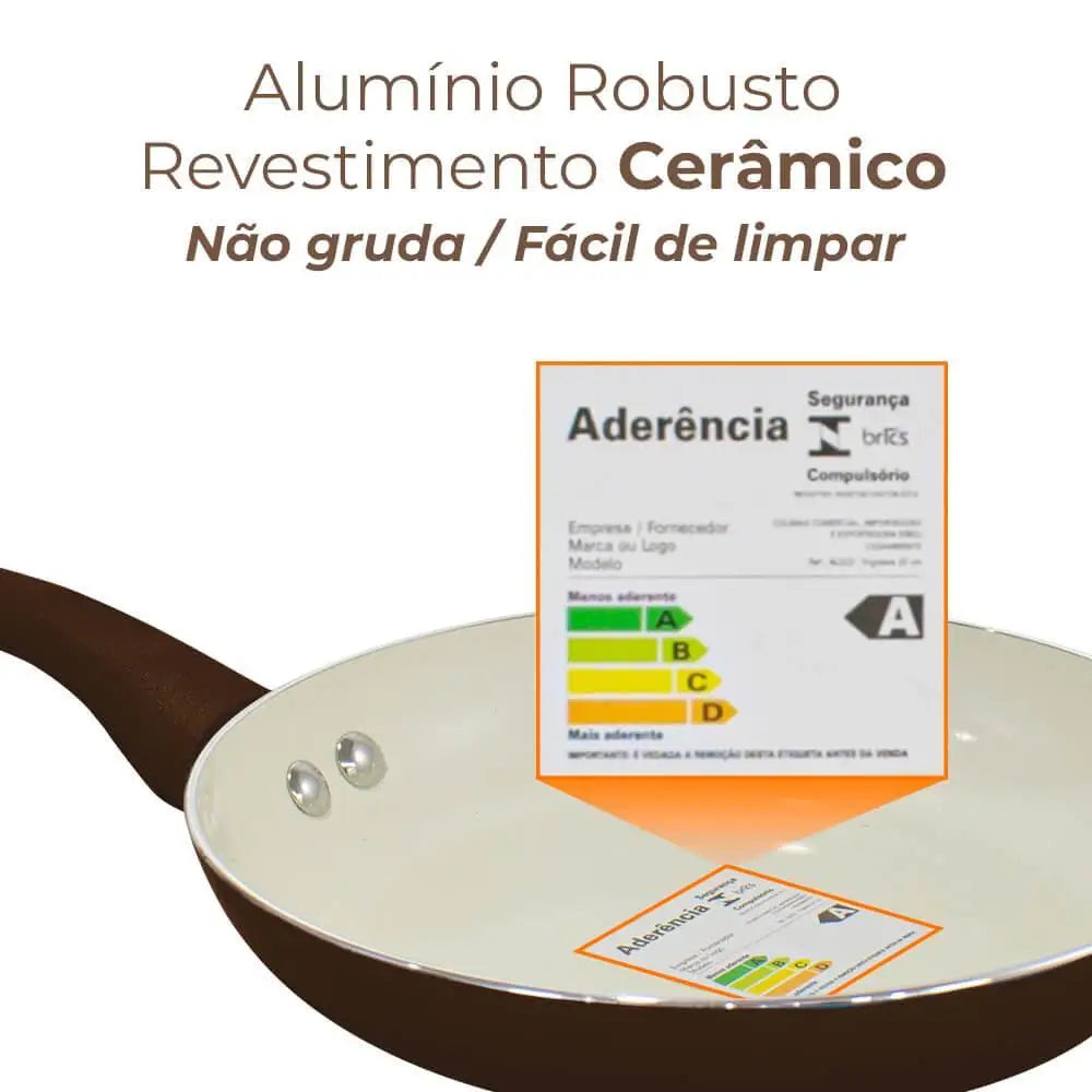 Conjunto de Panelas Antiaderentes de Cerâmica 10 Peças – Indução Rome Brown Plus