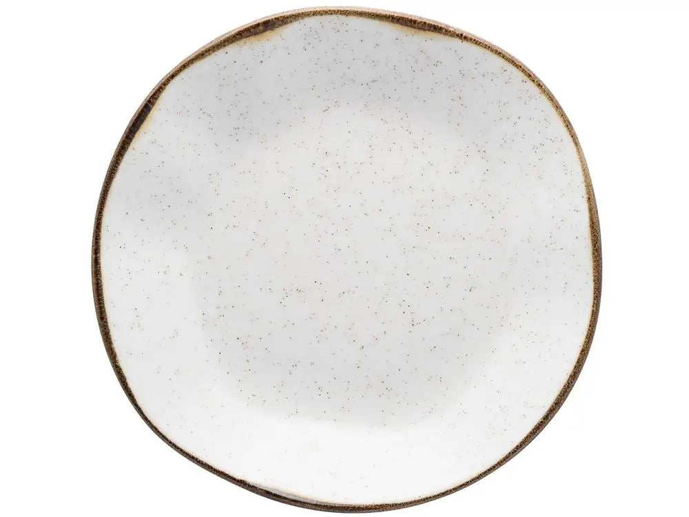 Aparelho de Jantar e Chá Oxford Maresia Redondo em Cerâmica Branco e Marrom – 20 Peças