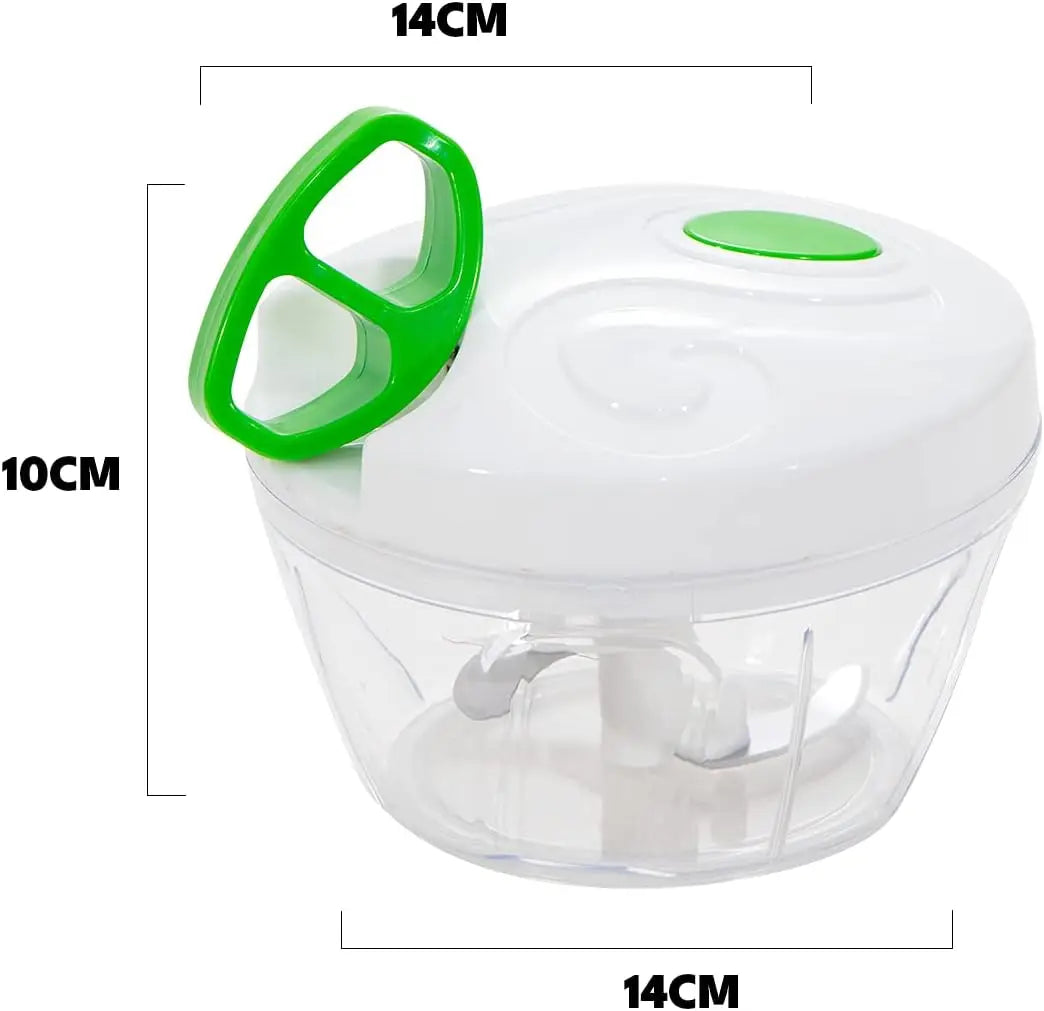 Premium Mini Manual Food Processor 500ml 3 Blades Inox