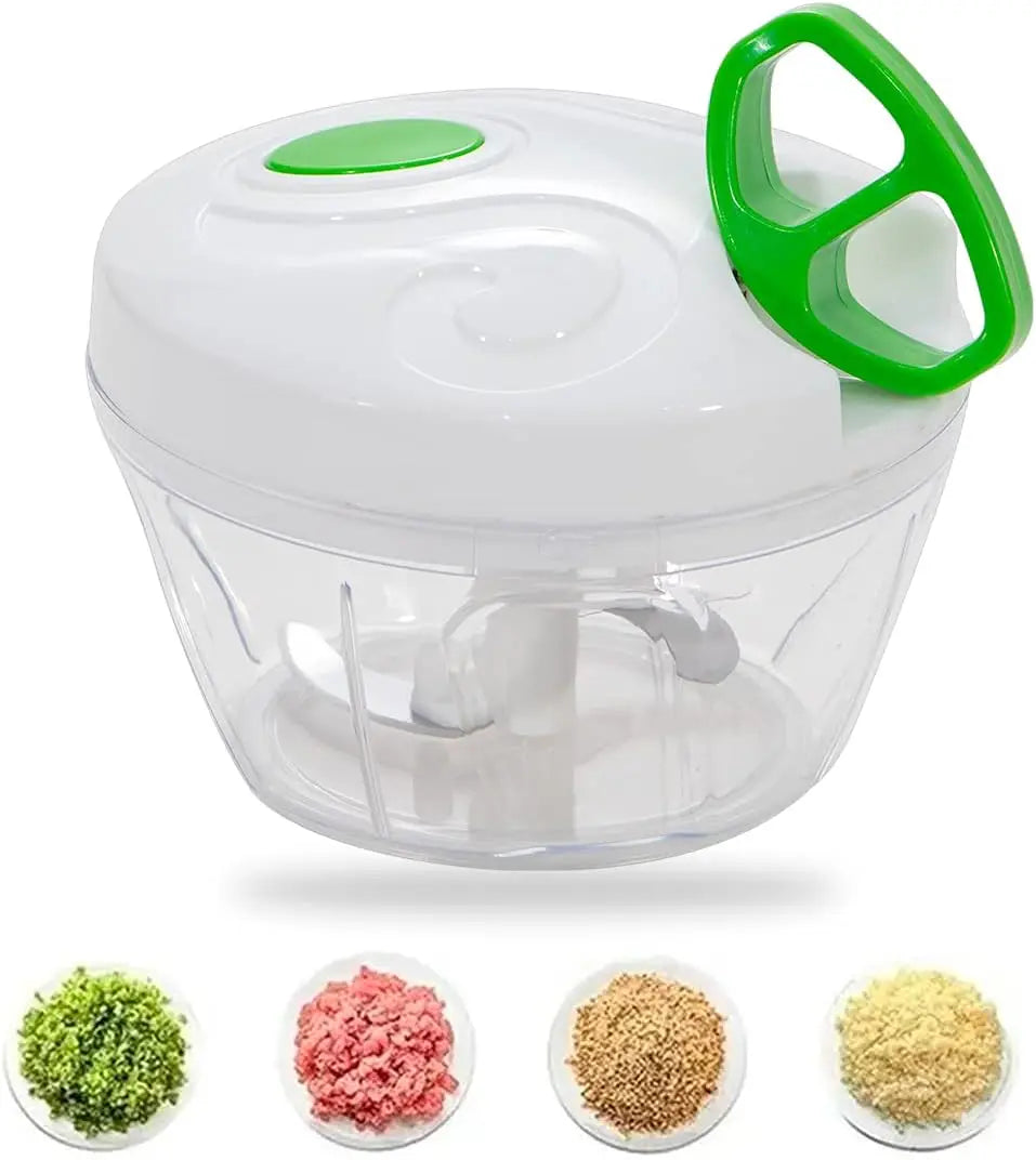 Premium Mini Manual Food Processor 500ml 3 Blades Inox