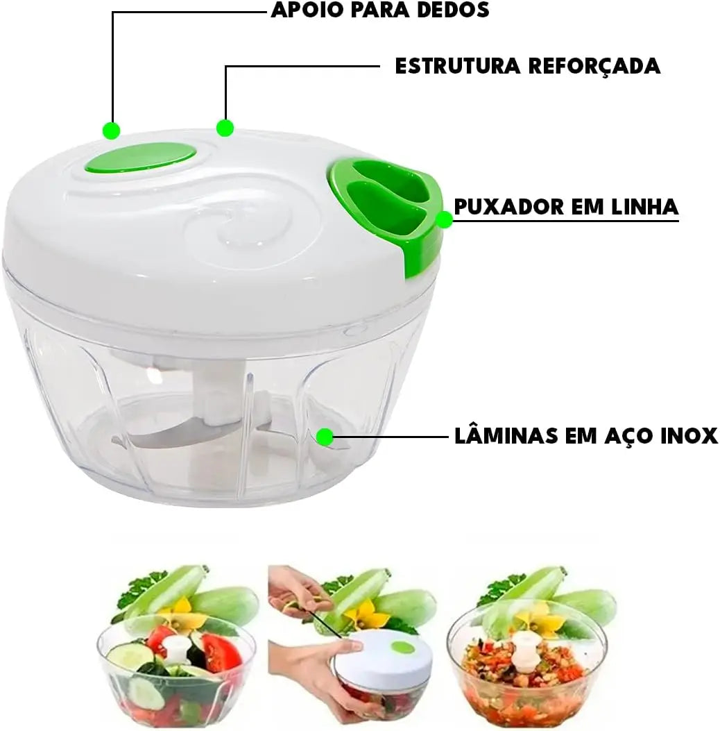 Premium Mini Manual Food Processor 500ml 3 Blades Inox