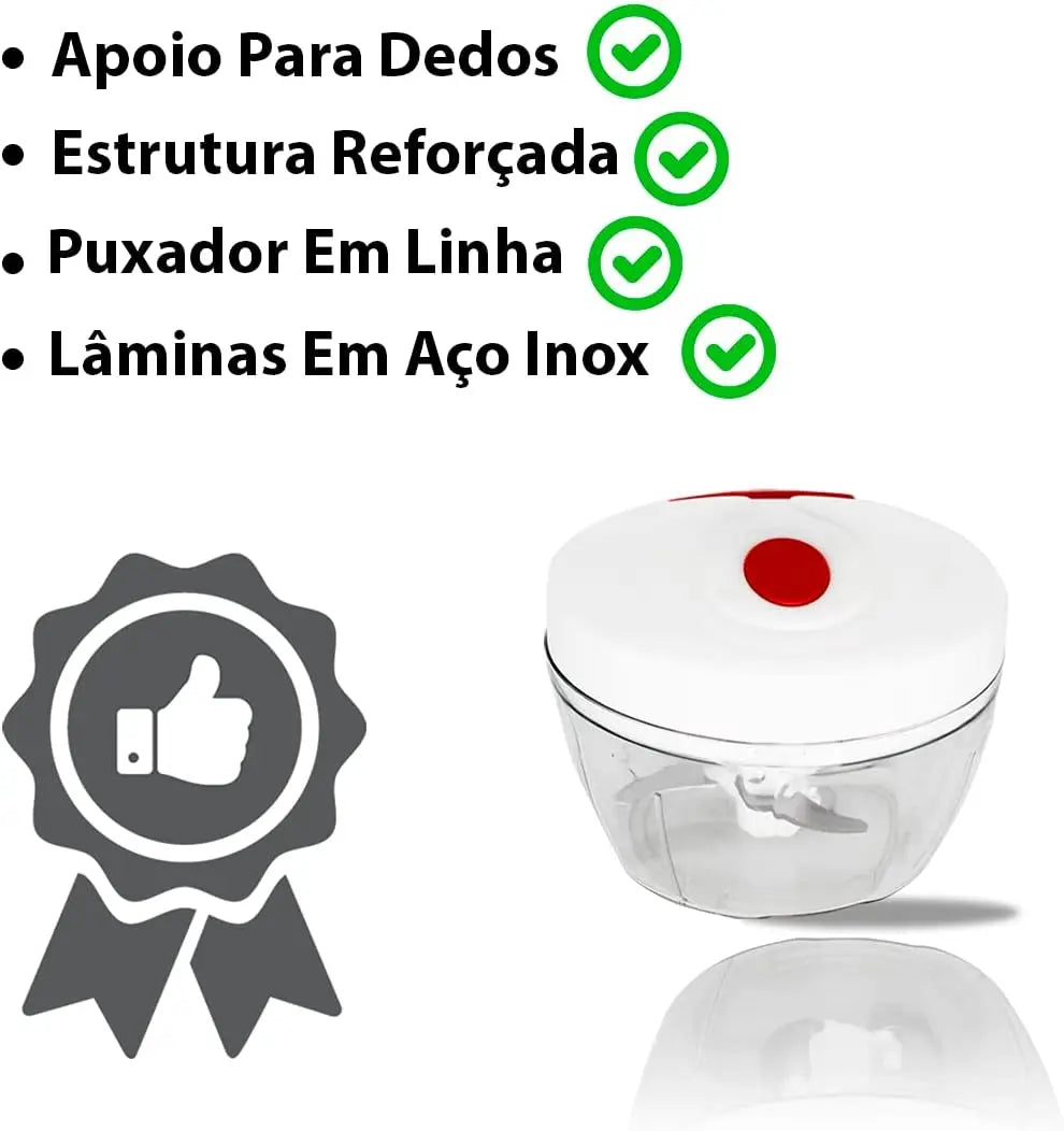 Premium Mini Manual Food Processor 500ml 3 Blades Inox