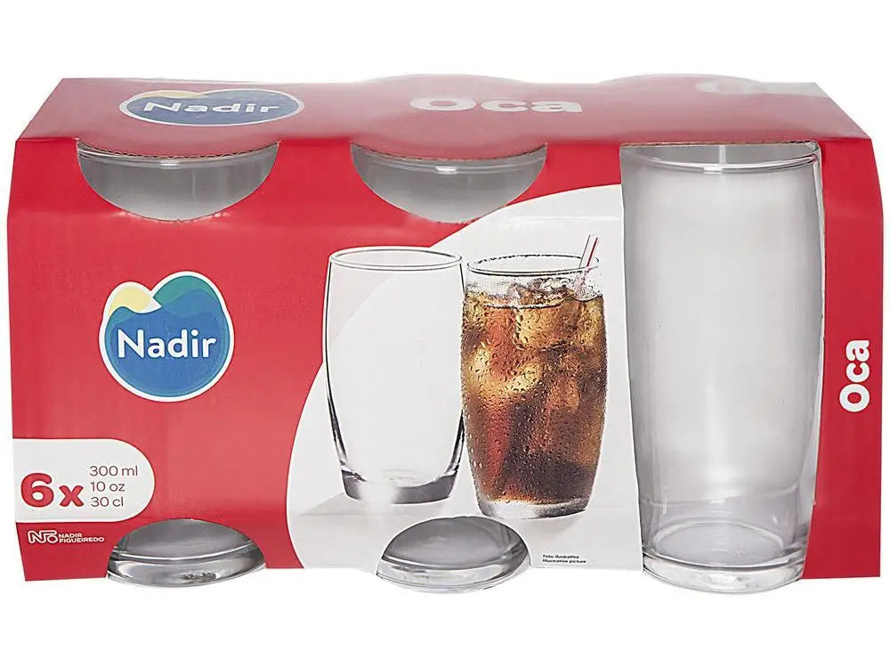 Conjunto de Copos de Vidro Nadir – 6 Peças - 300 ml