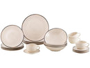 Conjunto de Jantar e Chá Oxford 20 Peças em Cerâmica — Bege e Marrom — Redondo Unni Breeze