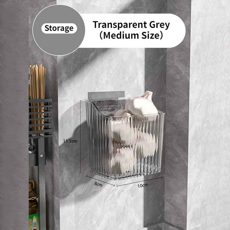 Suporte de parede para temperos de cozinha, sem necessidade de perfuração – cesta organizadora.