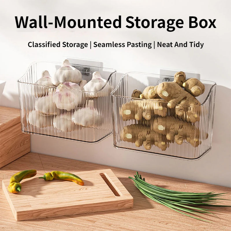 Suporte de parede para temperos de cozinha, sem necessidade de perfuração – cesta organizadora.