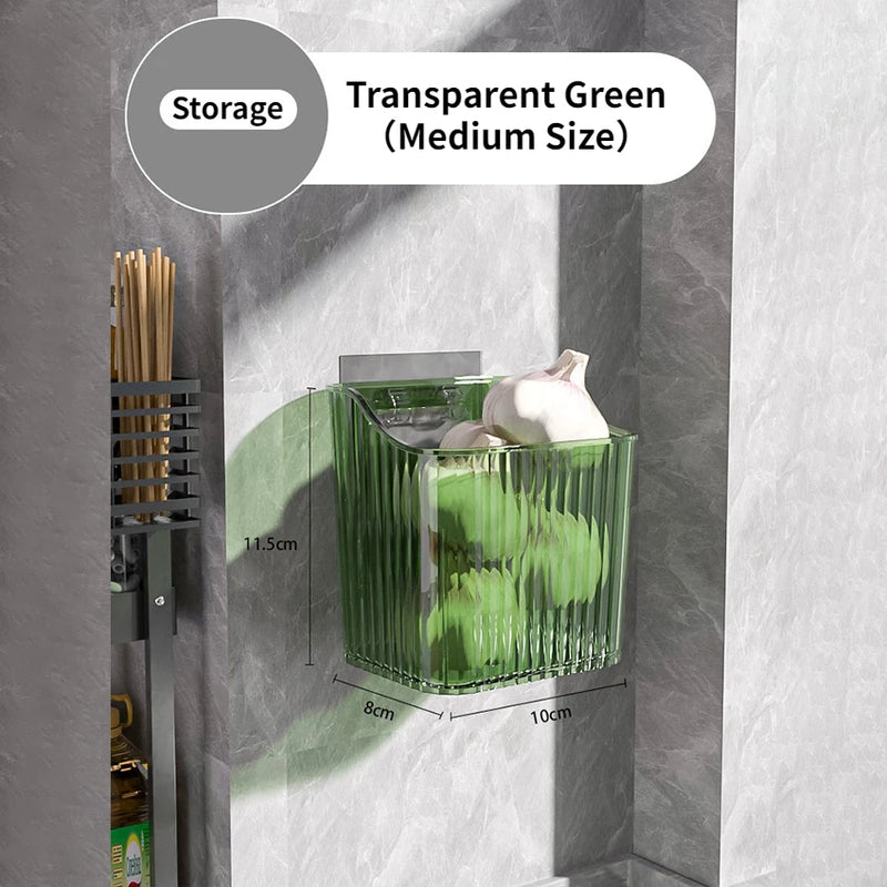 Suporte de parede para temperos de cozinha, sem necessidade de perfuração – cesta organizadora.