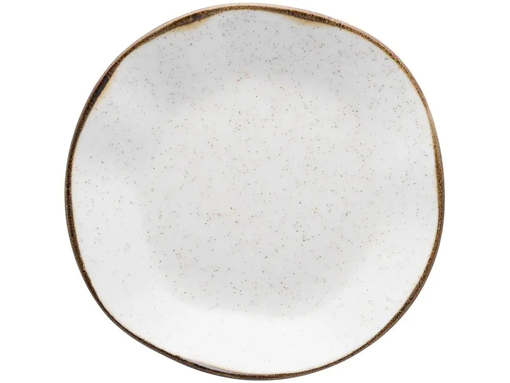 Aparelho de Jantar e Chá Oxford Maresia Redondo em Cerâmica Branco e Marrom – 20 Peças