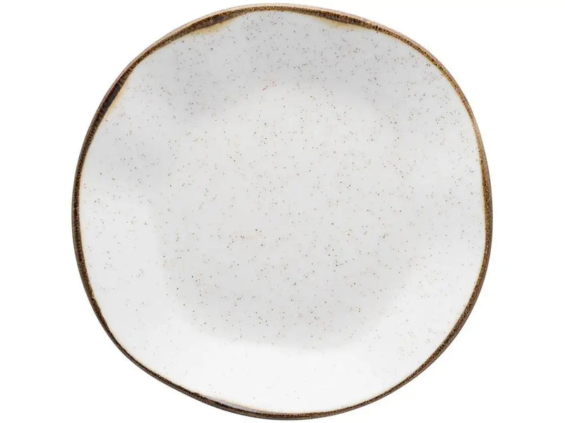 Aparelho de Jantar e Chá Oxford Maresia Redondo em Cerâmica Branco e Marrom – 20 Peças