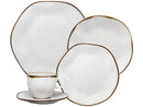 Aparelho de Jantar e Chá Oxford Maresia Redondo em Cerâmica Branco e Marrom – 20 Peças