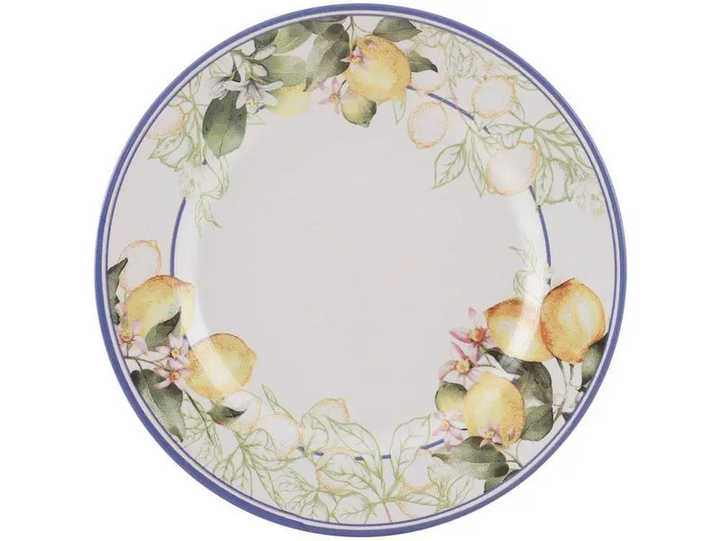 Aparelho de Jantar e Chá Alleanza de Cerâmica Branco e Azul Redondo Sorrento - 20 Peças