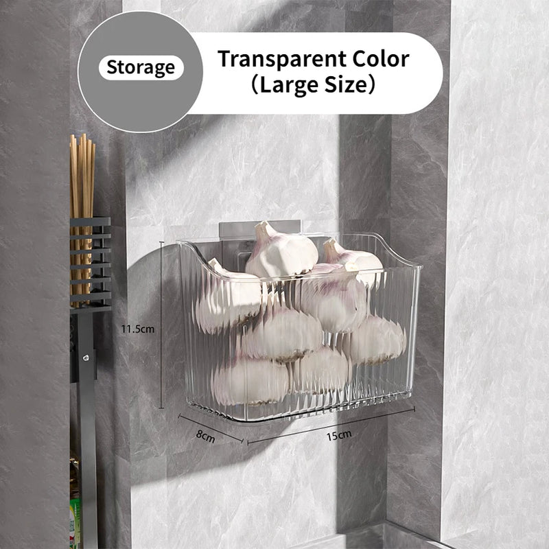 Suporte de parede para temperos de cozinha, sem necessidade de perfuração – cesta organizadora.