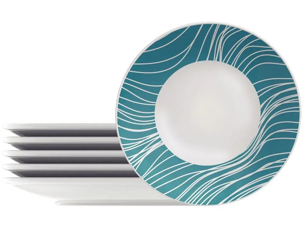 Jogo de Pratos Redondo de Porcelana Verde