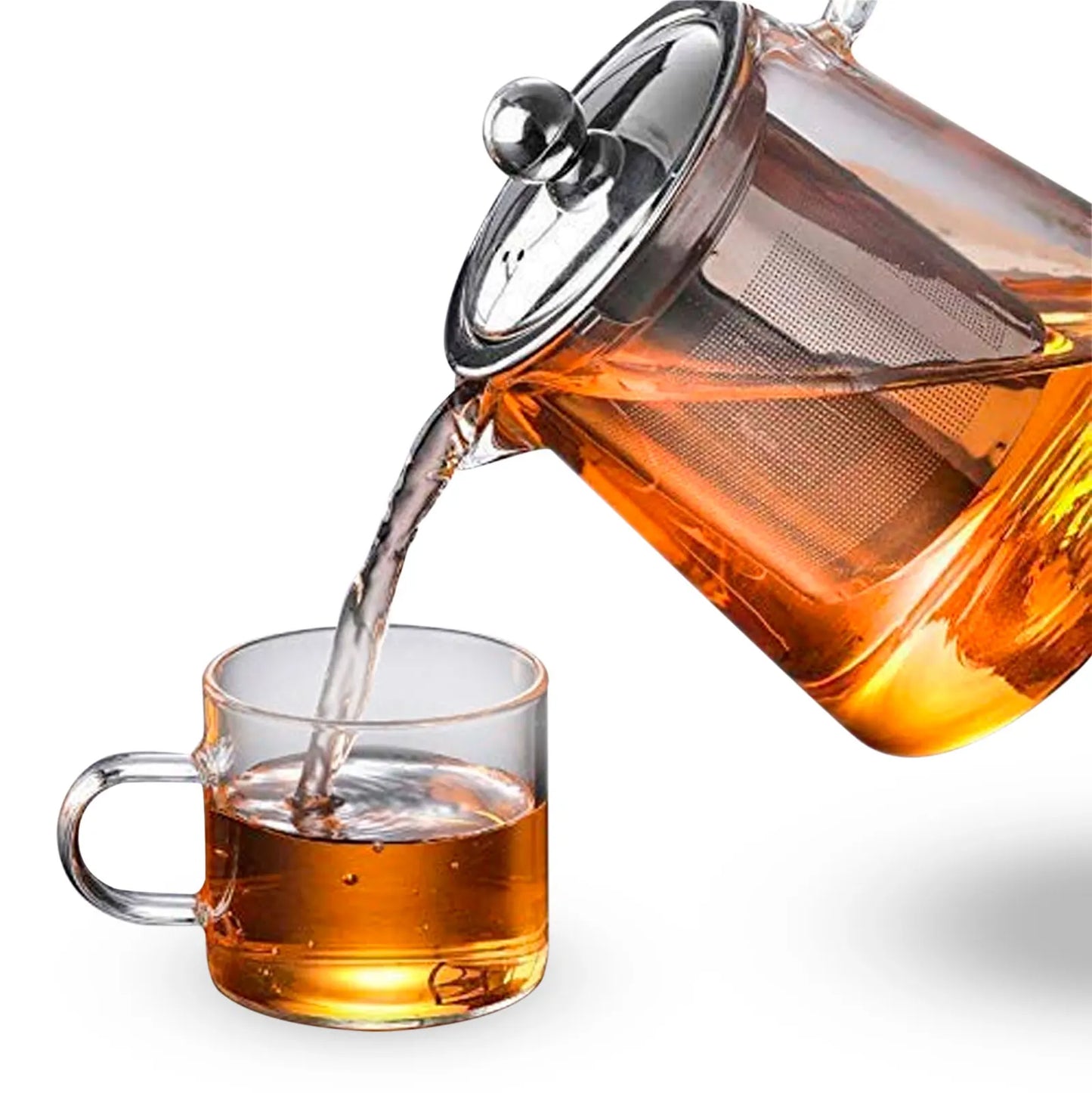 CONJUNTO DE CHÁ BULE DE VIDRO COM INFUSOR E 4 XÍCARAS - 950 mL