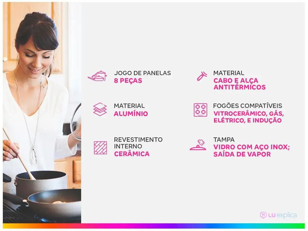 Ceramic Life Select Ceramic Set Brinox Cookware Set Red and Grey Aluminum 8 Pieces