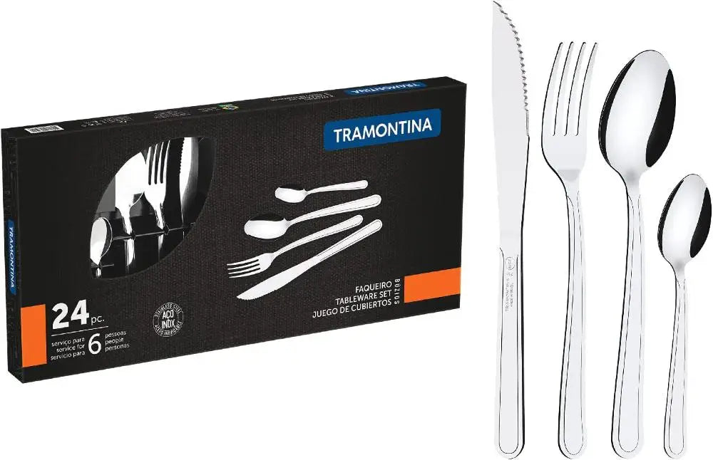 Conjunto de Talheres 24 Peças - Aço Inox Búzios Tramontina Original