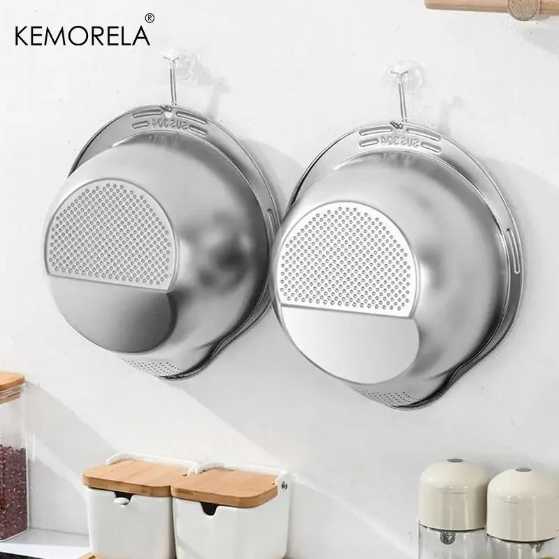 Tigela Escorredora para Lavar Arroz em Aço Inoxidável, Peneira de Arroz, Escorredor de Frutas e Legumes, Utensílios de Cozinha.