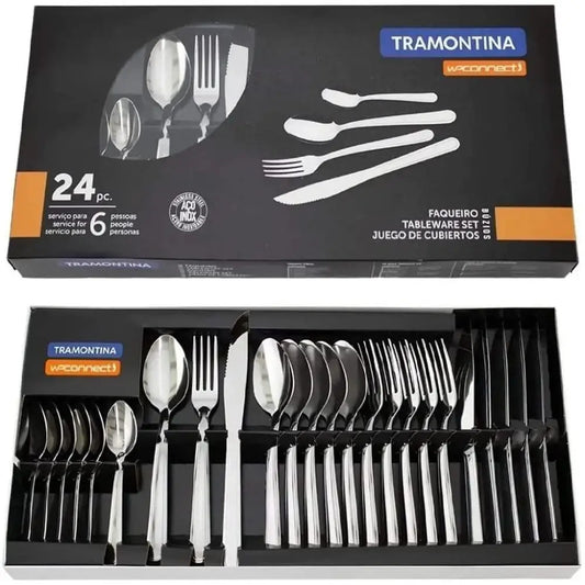 Conjunto de Talheres 24 Peças - Aço Inox Búzios Tramontina Original