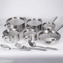 Conjunto de Panelas 15 Peças - Aço Inoxidável 3 Camadas com Tampas de Vidro