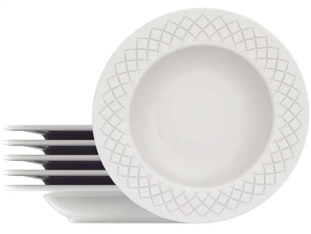 Jogo de Pratos Redondo de Porcelana Branco Fundo