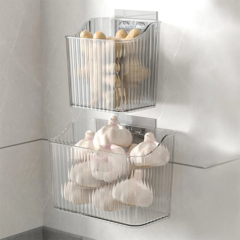 Suporte de parede para temperos de cozinha, sem necessidade de perfuração – cesta organizadora.