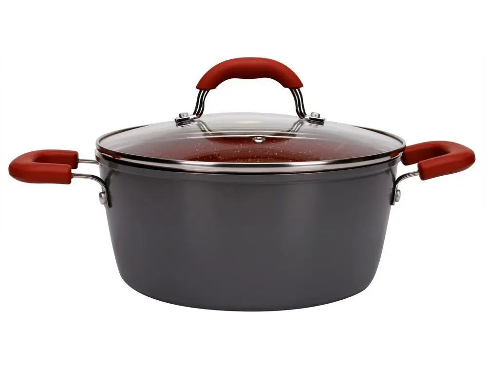 Ceramic Life Select Ceramic Set Brinox Cookware Set Red and Grey Aluminum 8 Pieces