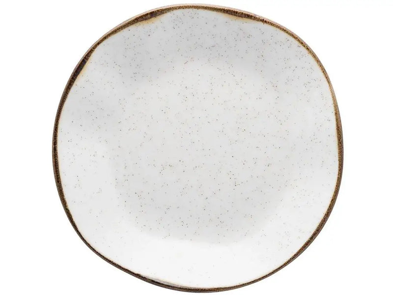 Aparelho de Jantar e Chá Oxford Maresia Redondo em Cerâmica Branco e Marrom – 20 Peças