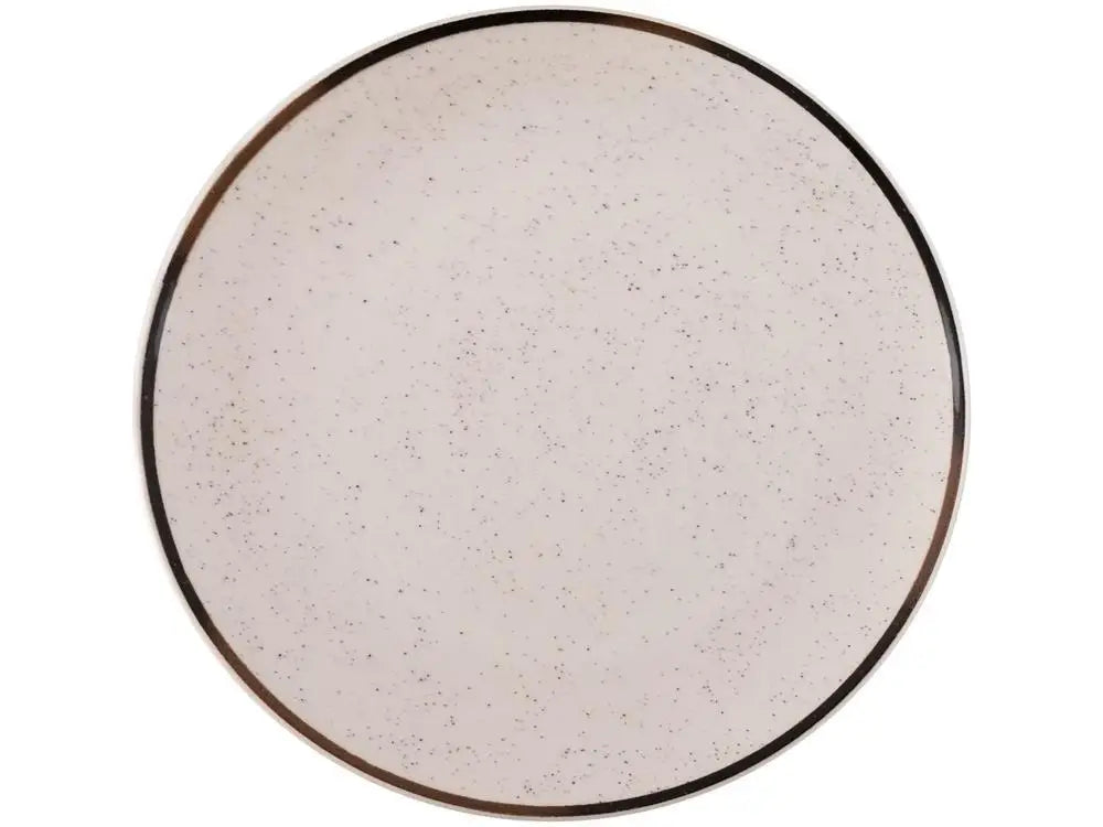 Conjunto de Jantar e Chá Oxford 20 Peças em Cerâmica — Bege e Marrom — Redondo Unni Breeze