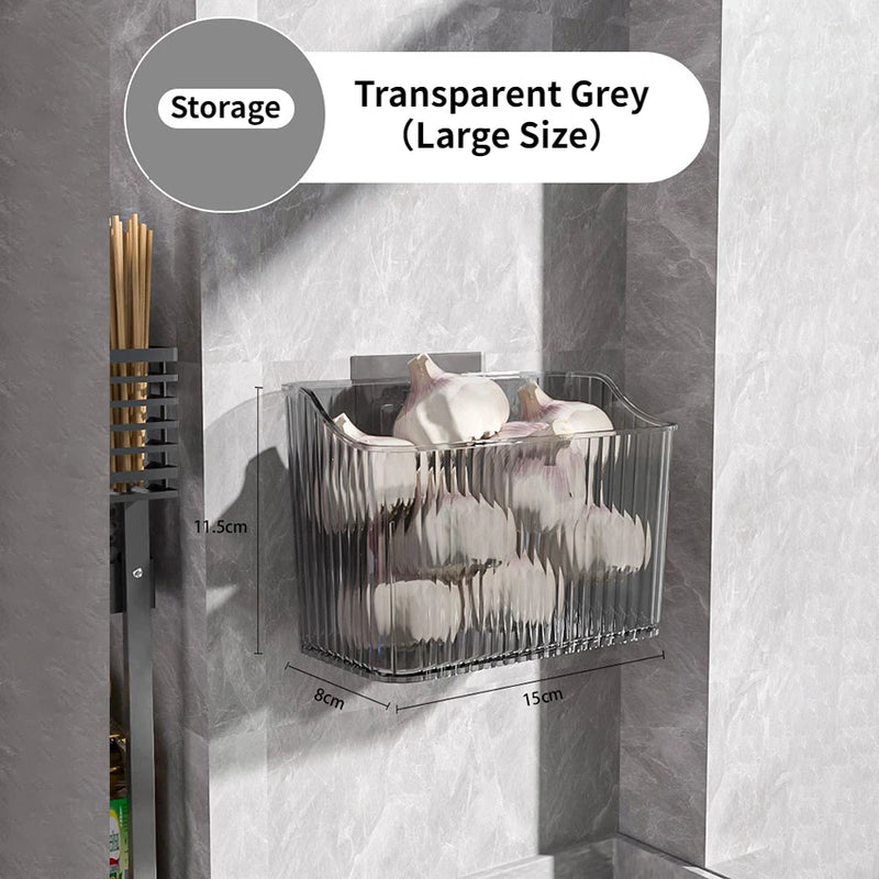 Suporte de parede para temperos de cozinha, sem necessidade de perfuração – cesta organizadora.