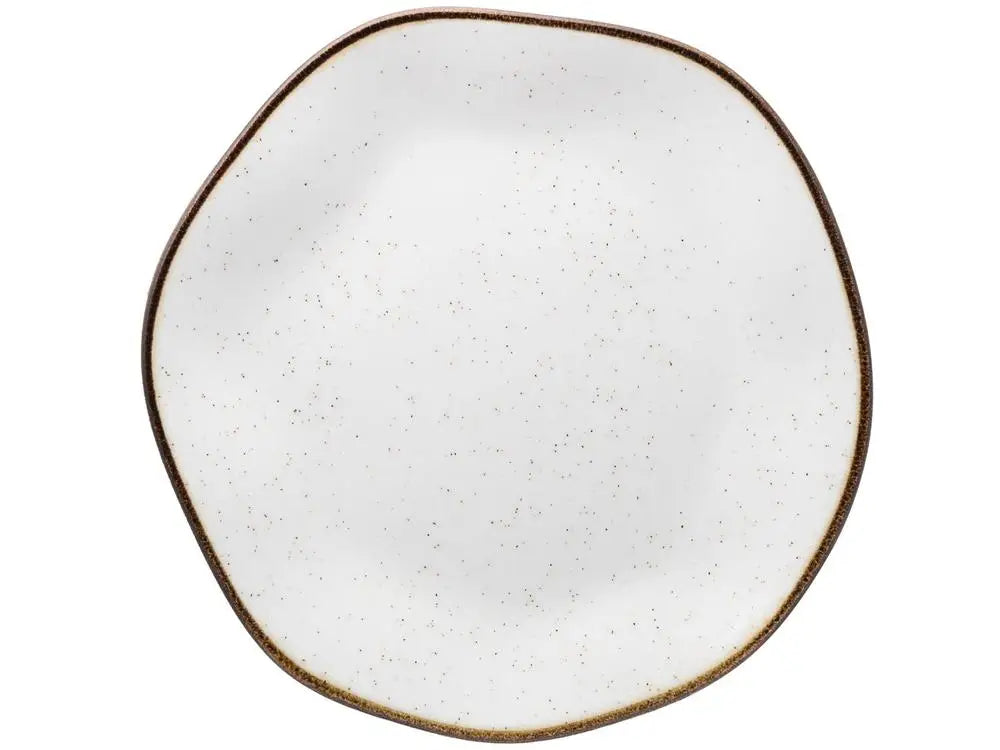 Aparelho de Jantar e Chá Oxford Maresia Redondo em Cerâmica Branco e Marrom – 20 Peças