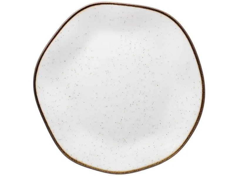 Aparelho de Jantar e Chá Oxford Maresia Redondo em Cerâmica Branco e Marrom – 20 Peças