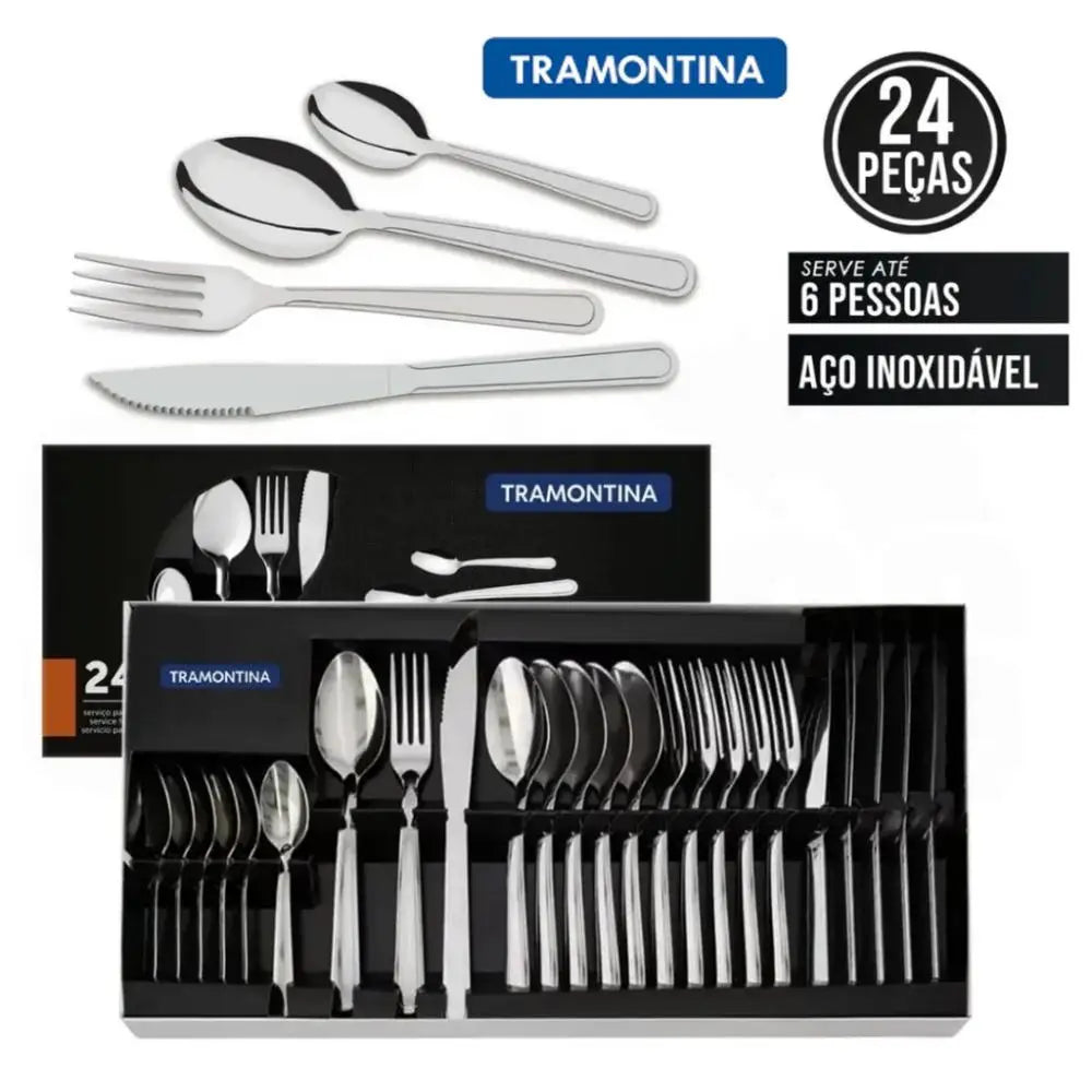 Conjunto de Talheres 24 Peças - Aço Inox Búzios Tramontina Original