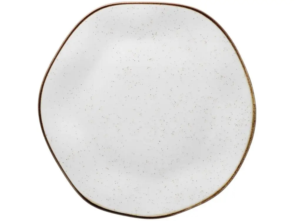 Aparelho de Jantar e Chá Oxford Maresia Redondo em Cerâmica Branco e Marrom – 20 Peças