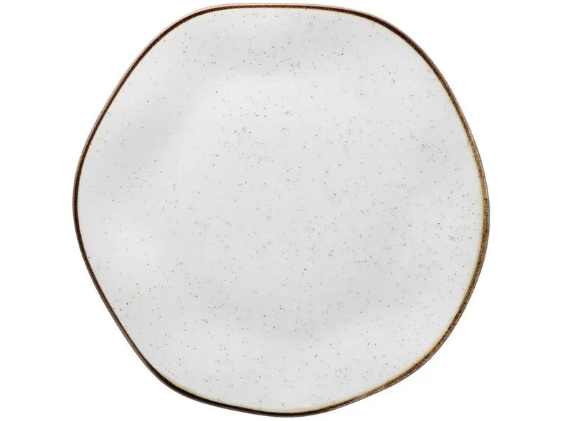 Aparelho de Jantar e Chá Oxford Maresia Redondo em Cerâmica Branco e Marrom – 20 Peças