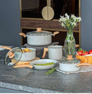 5 Peças Conjunto de Panelas Brinox Ceramic Life Gris Cinza com Revestimento Antiaderente.